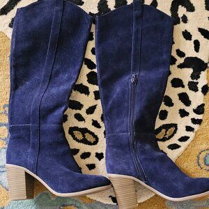 Navy Blue suede boots